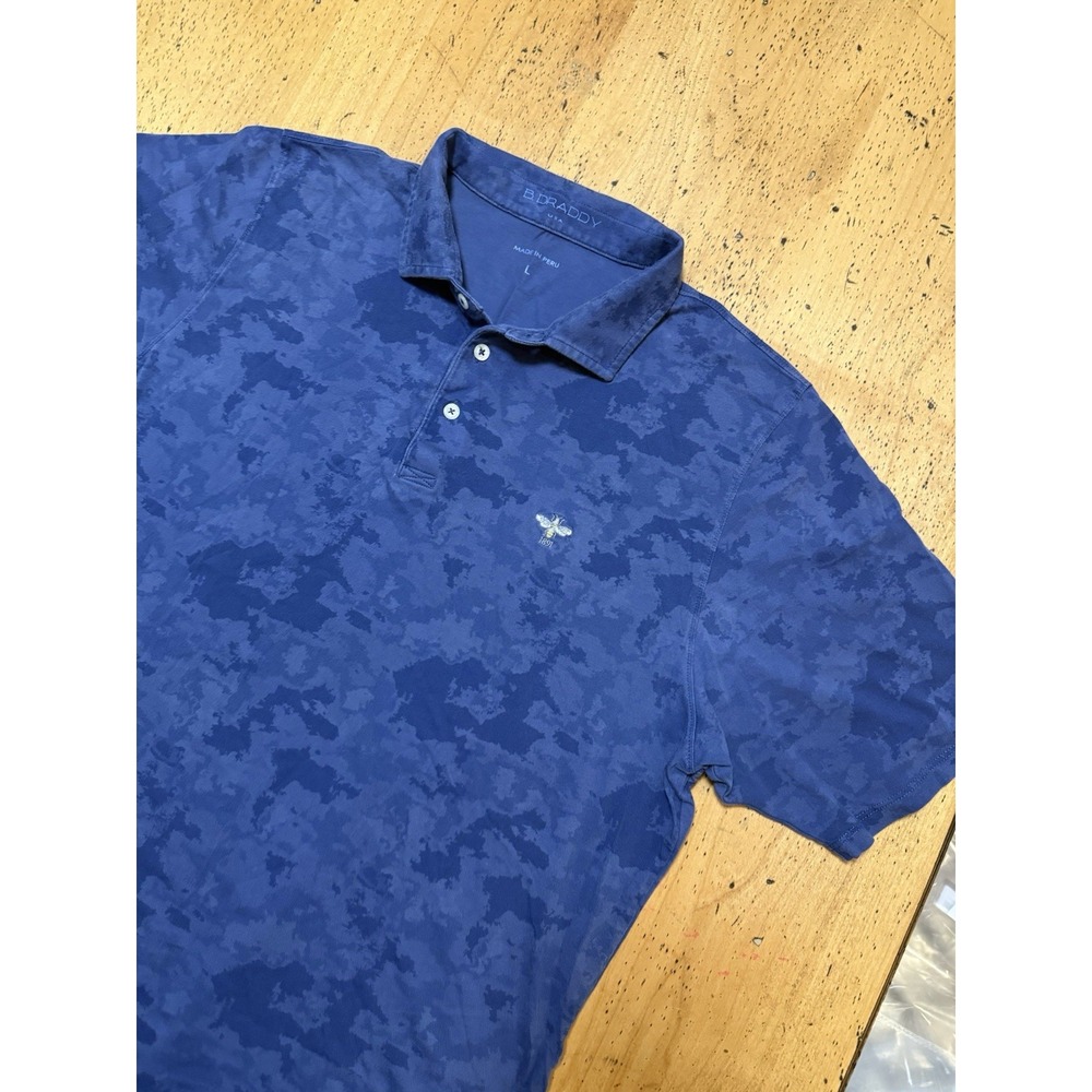 B‎ Draddy Polo Men's  Large Blue Camo Business Casual Golf  Bedford Club